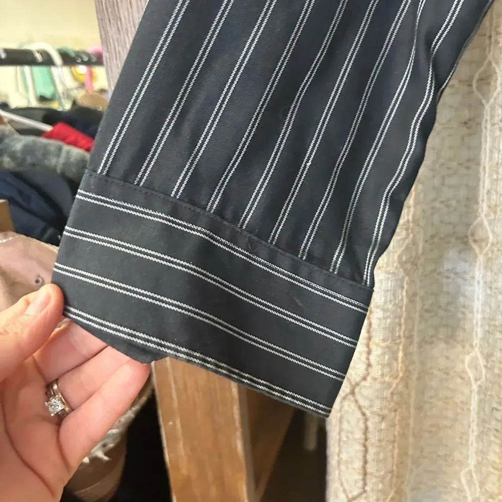 Van Heusen xxl black strip mens button up - Picture 2 of 7